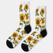 Sonnenblumen Botanische Grünpflanzen Socken (Linkes Detail)