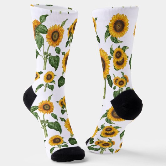 Sonnenblumen Botanische Grünpflanzen Socken (Gewinkelt)