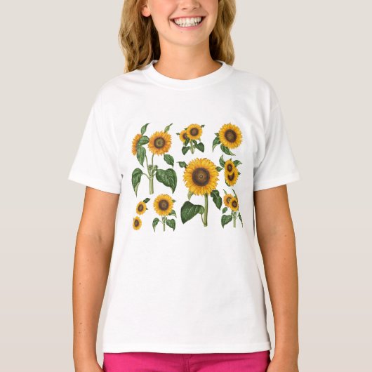Sonnenblumen Botanische Vegetation T-Shirt (Vorderseite)