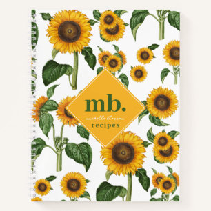 Sonnenblumen Botanisches Blattrezept Notizblock