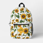 Sonnenblumen Botanisches Blattwerk Bedruckter Rucksack (Vorderseite)