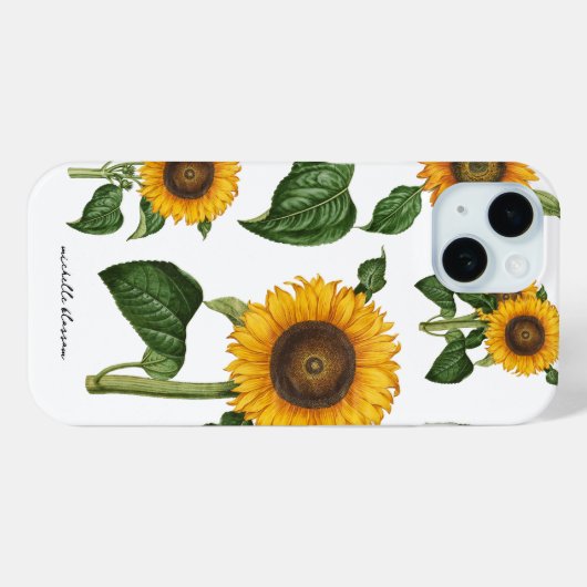 Sonnenblumen Botanisches Blattwerk Case-Mate iPhone Hülle (Rückseite (Horizontal))