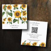 Sonnenblumen Botanisches Blattwerk QR Code Quadratische Visitenkarte