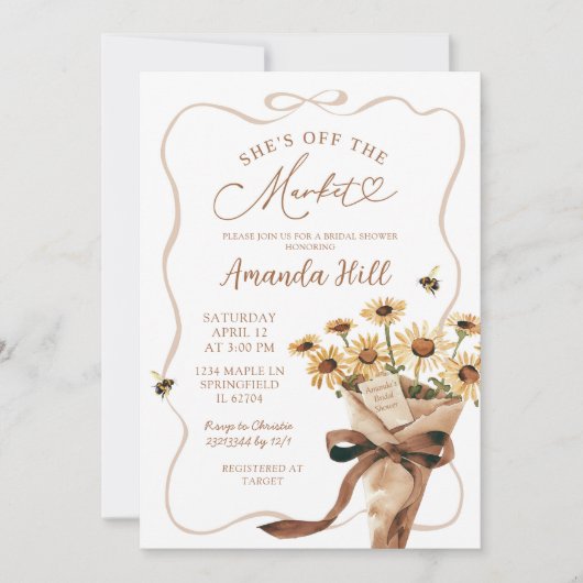 Sonnenblumen Bouquet Brautparty Einladung (Vorderseite)