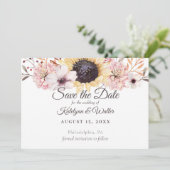 Sonnenblumen Bouquet Elegantes Land Save the Date Dankeskarte (Stehend Vorderseite)