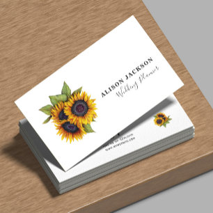 Sonnenblumen Bouquet moderne elegante Hochzeitspla Visitenkarte
