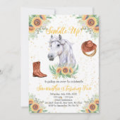 Sonnenblumen Boy Horse Geburtstagsparty Einladung (Vorderseite)