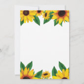 Sonnenblumen Brauereidusche Einladung (Rückseite)