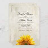 Sonnenblumen Braun Dusche Einladung. Rustikale Blu Einladung (Vorne/Hinten)