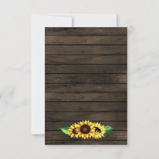 Sonnenblumen Braun Holz Land schick Hochzeit RSVP Karte (Rückseite)