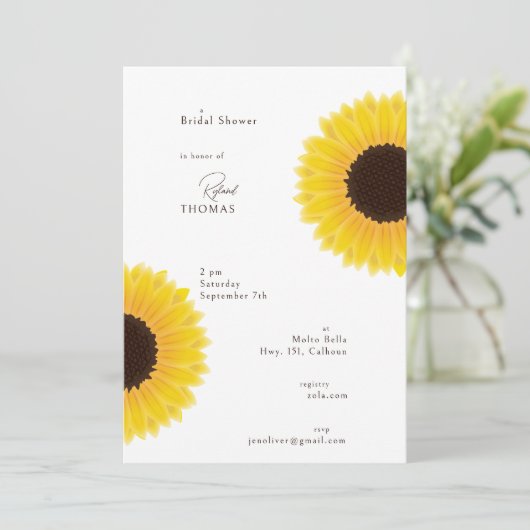 Sonnenblumen Brautdusche Einladung (Stehend Vorderseite)