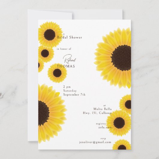 Sonnenblumen Brautdusche Einladung (Vorderseite)