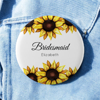 Sonnenblumen Brautjungfer Hochzeit Gelb Weiß Flora Button