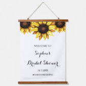 Sonnenblumen Brautparty Begrüßungszeichen Wandteppich Mit Holzrahmen (Vorderseite)