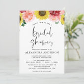 Sonnenblumen Brautparty Blütenrot Rosa Einladung (Stehend Vorderseite)