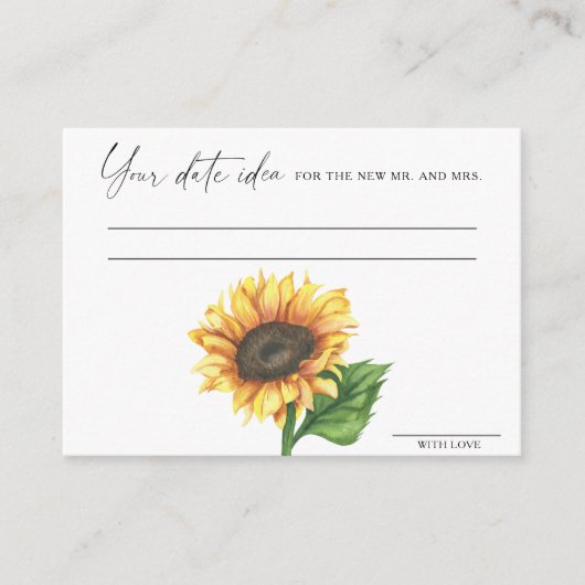 Sonnenblumen Brautparty Datum Nachtgedanken, Datum Begleitkarte (Vorderseite)