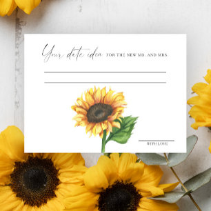 Sonnenblumen Brautparty Datum Nachtgedanken, Datum Begleitkarte