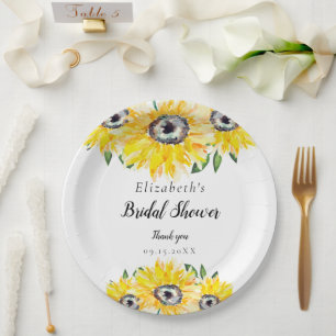 Sonnenblumen-Brautparty-Drehbuch Moderne Florale E Pappteller