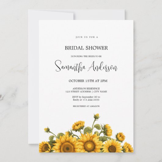 Sonnenblumen Brautparty Einladung (Vorderseite)