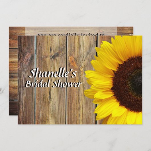 Sonnenblumen-Brautparty Einladung (Vorne/Hinten)