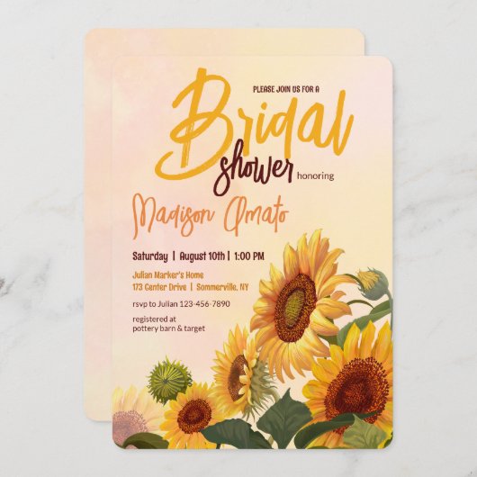 Sonnenblumen Brautparty Einladung (Vorne/Hinten)