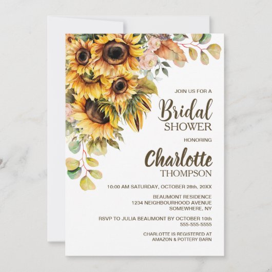 Sonnenblumen Brautparty Einladung (Vorderseite)