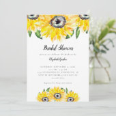 Sonnenblumen Brautparty Elegante Watercolor Einladung (Stehend Vorderseite)