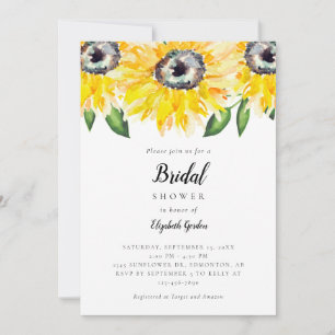 Sonnenblumen Brautparty Elegantes Script Wasserfar Einladung