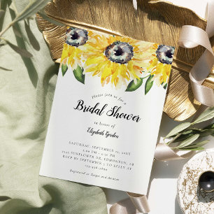 Sonnenblumen Brautparty Elegantes Script Wasserfar Einladung