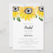 Sonnenblumen Brautparty Elegantes Script Wasserfar Einladung (Vorderseite)