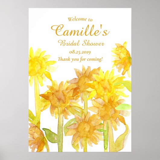 Sonnenblumen Brautparty Empfang Poster (Vorne)