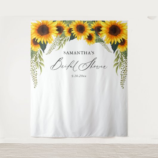 Sonnenblumen Brautparty Foto Hintergrund Wandteppich (Vorderseite)