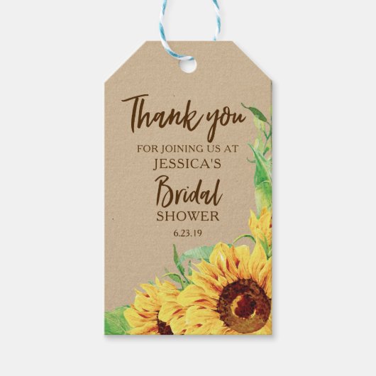 Sonnenblumen Brautparty Gefälligkeitstags Geschenkanhänger (Vorderseite)