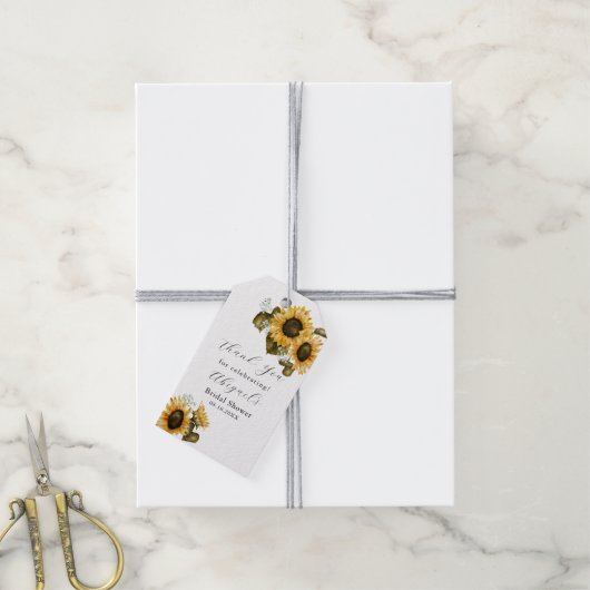 Sonnenblumen Brautparty Geschenkanhänger (Mit Garn)