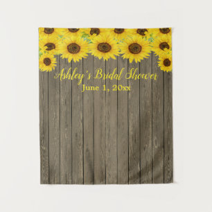 Sonnenblumen Brautparty Hintergrund Holz Foto Stan Wandteppich