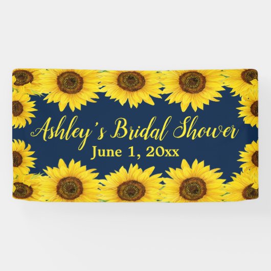 Sonnenblumen Brautparty Hintergrund Navy Blumenpro Banner (Horizontal)