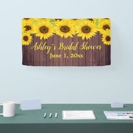 Sonnenblumen Brautparty Hintergrund rustikale Holz Banner (Messe)