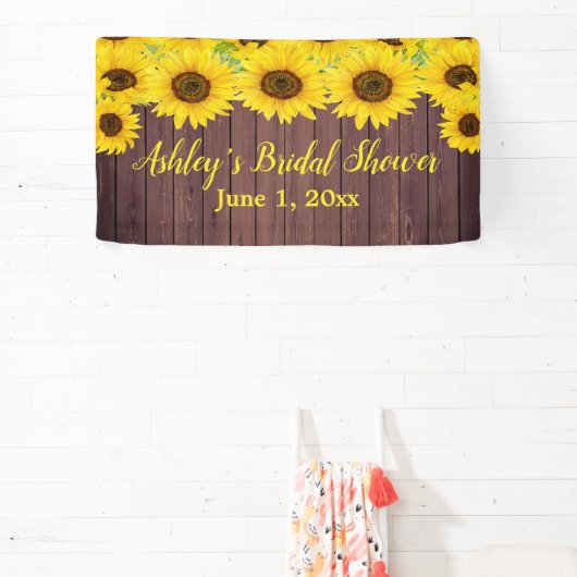 Sonnenblumen Brautparty Hintergrund rustikale Holz Banner (InSitu)