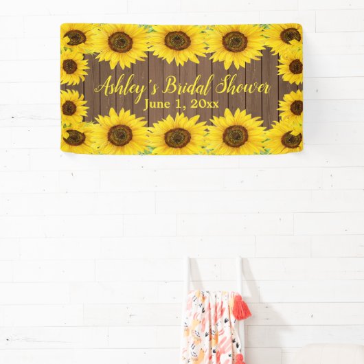 Sonnenblumen Brautparty Hintergrund rustikale Holz Banner (InSitu)