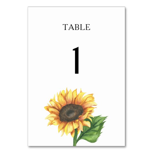 Sonnenblumen Brautparty Hochzeit Tischnummer (Vorderseite)
