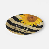 Sonnenblumen Brautparty Moderner Schwarzer und gol Pappteller (Schrägansicht)