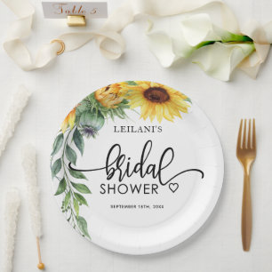 Sonnenblumen Brautparty Papier Teller
