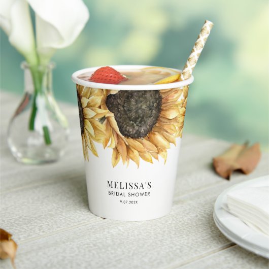Sonnenblumen Brautparty Pappbecher (In Situ)