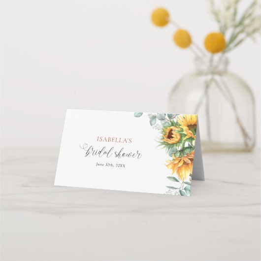 Sonnenblumen-Brautparty Platzkarte (Rückseite)