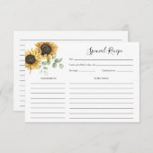 Sonnenblumen Brautparty Rezept Begleitkarte (Vorne/Hinten)