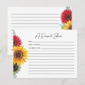 Sonnenblumen Brautparty Rezept Karte (Vorne/Hinten)