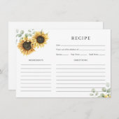 Sonnenblumen Brautparty Rezeptkarte Begleitkarte (Vorne/Hinten)