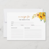 Sonnenblumen Brautparty Rezeptkarten Einladung (Vorderseite)