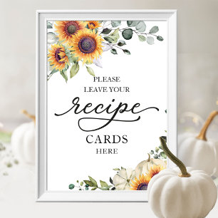 Sonnenblumen Brautparty Rezeptkarten Schild