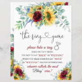 Sonnenblumen Brautparty Ring Game Instruktionen (Vorne/Hinten)